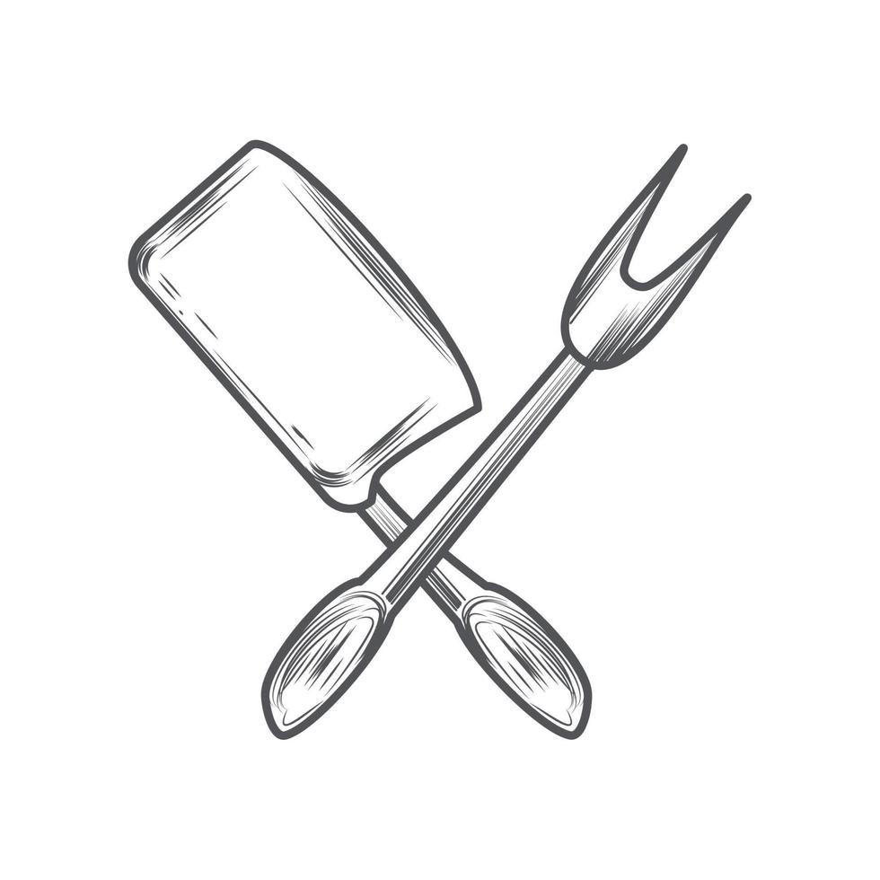 couteau et fourchette couperet vecteur