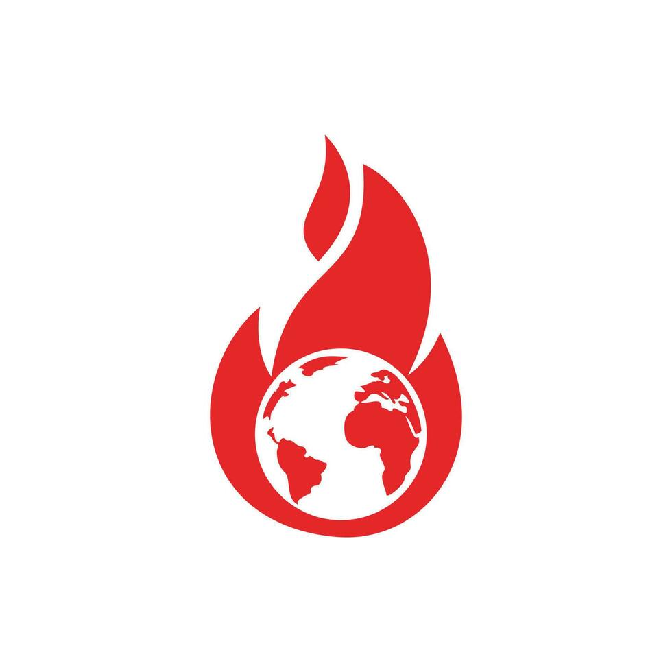 modèle de conception de logo vectoriel de planète de feu. conception d'icônes de feu et de terre.