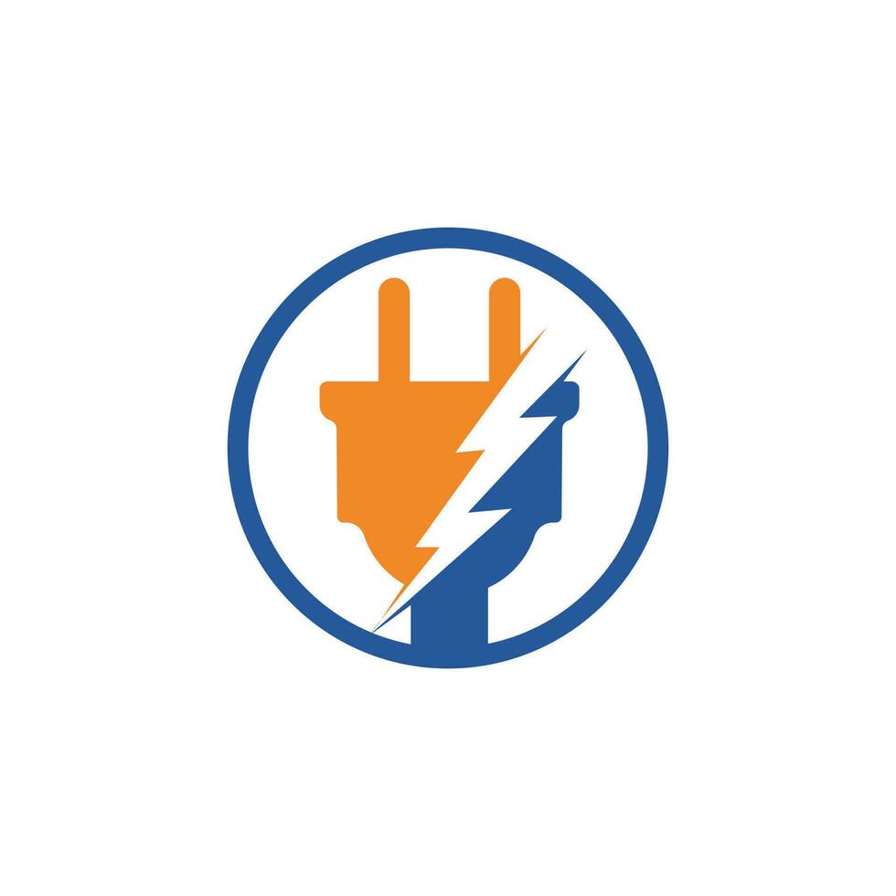 prise électrique et création de logo vectoriel Thunderbolt. symbole d'énergie électrique.