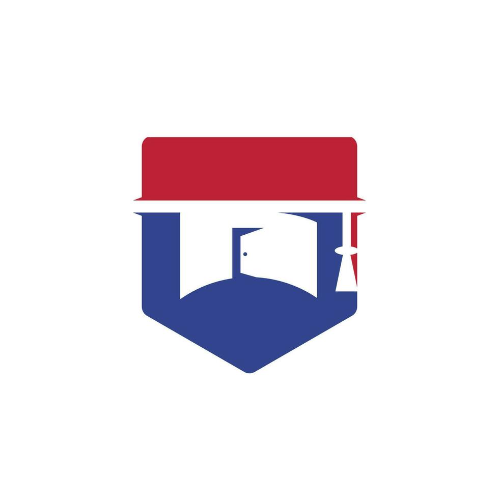 création de logo vectoriel école d'éducation. chapeau de graduation et conception d'icône de chambre.