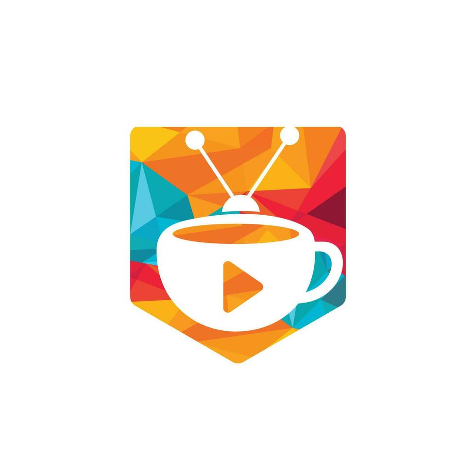 création de logo vectoriel de télévision café. tasse à café et concept de logo d'icône de télévision.