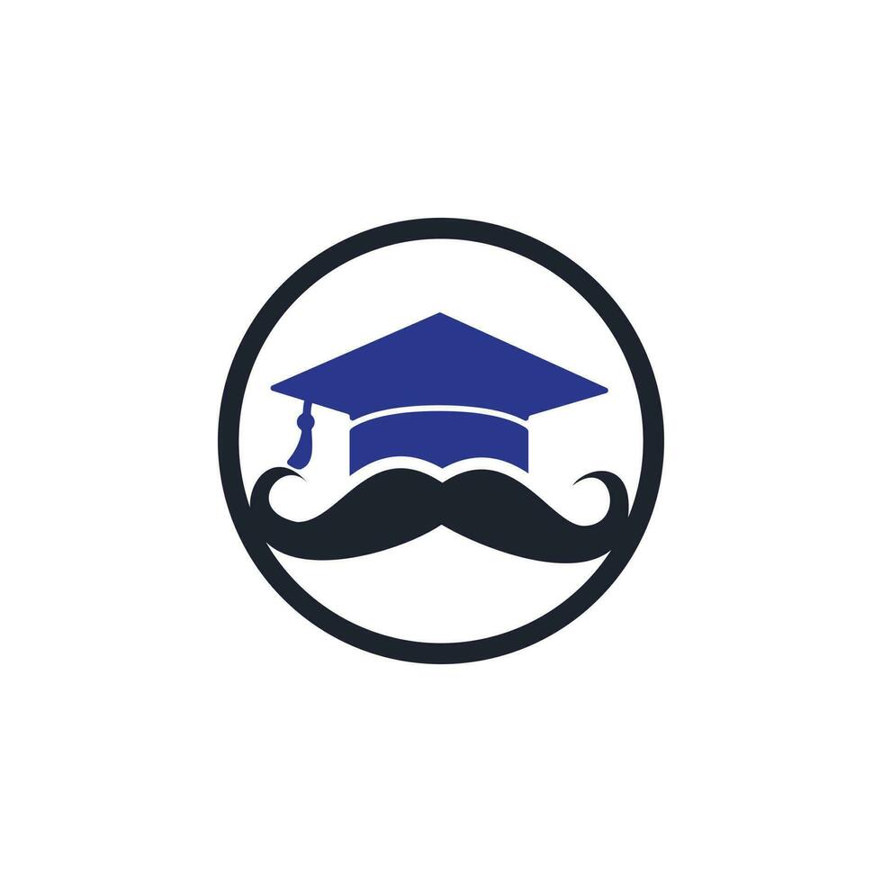 modèle de conception de logo d'éducation solide. graduation de chapeau avec la conception d'icône de moustache. vecteur