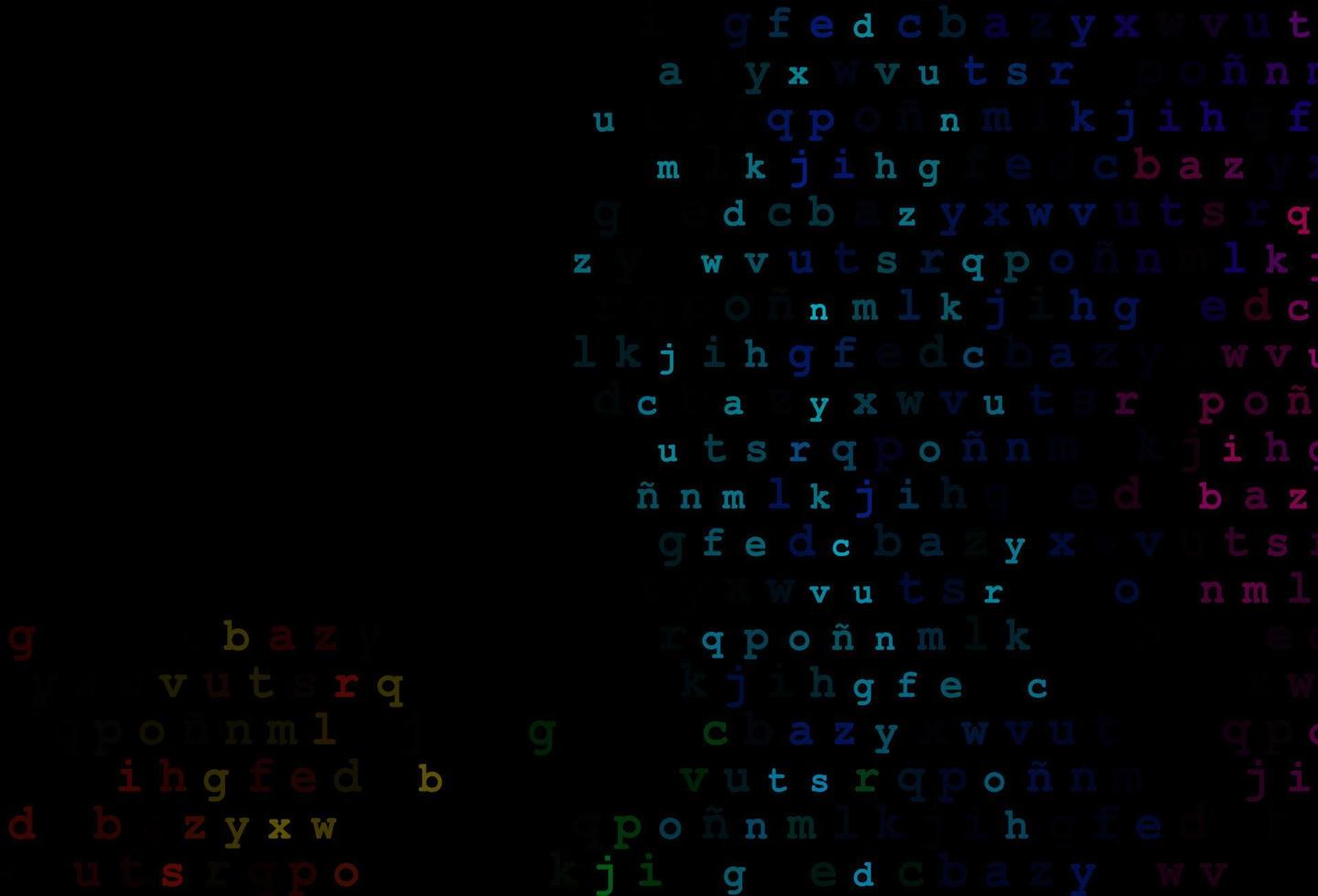 texture vectorielle multicolore foncée, arc-en-ciel avec des caractères abc. vecteur