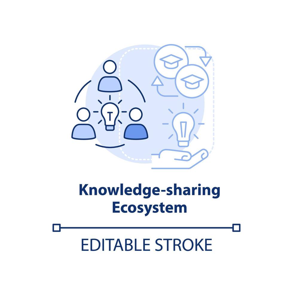 icône de concept bleu clair de l'écosystème de partage des connaissances. compétence à la mode pour apprendre l'illustration de la ligne mince d'idée abstraite. dessin de contour isolé. trait modifiable. vecteur