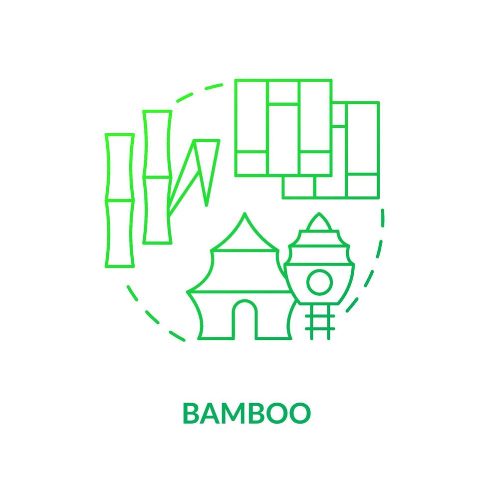 icône de concept de dégradé vert bambou. matériau de construction alternatif idée abstraite illustration de ligne mince. culture durable pour la construction. dessin de contour isolé. vecteur