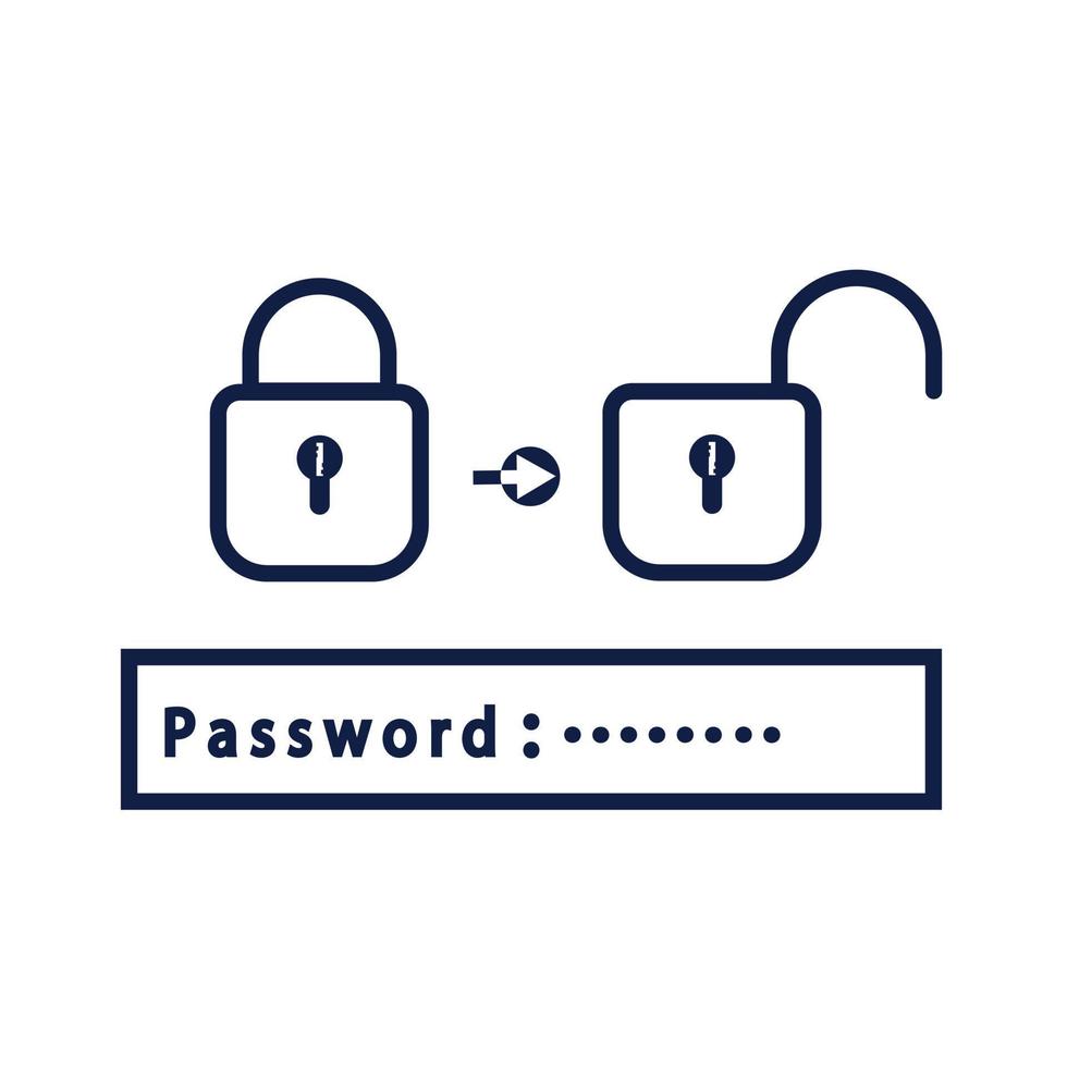 compte sécurisé, icône de cadenas, connexion avec mot de passe vecteur