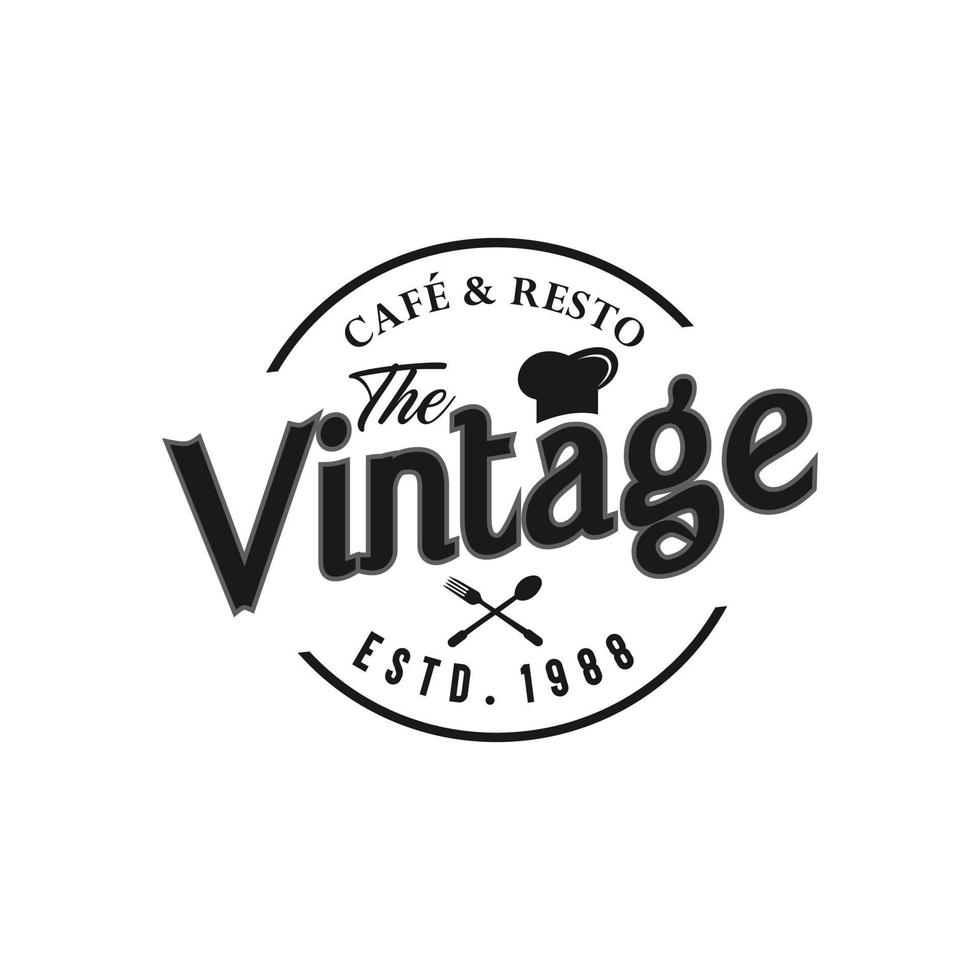 modèle de vecteur de logo de nourriture et de restaurant vintage