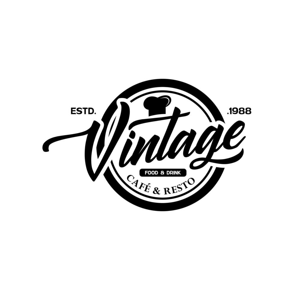 modèle de vecteur de logo de nourriture et de restaurant vintage