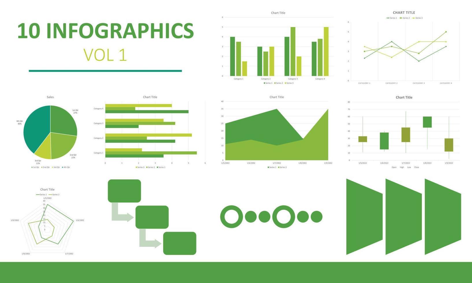 Pack de 10 éléments infographiques modèle de conception vectorielle de visualisation de données d'éléments infographiques. peut être utilisé pour les étapes, les options, les processus métier, le flux de travail, le diagramme, le concept d'organigramme, la chronologie, vecteur