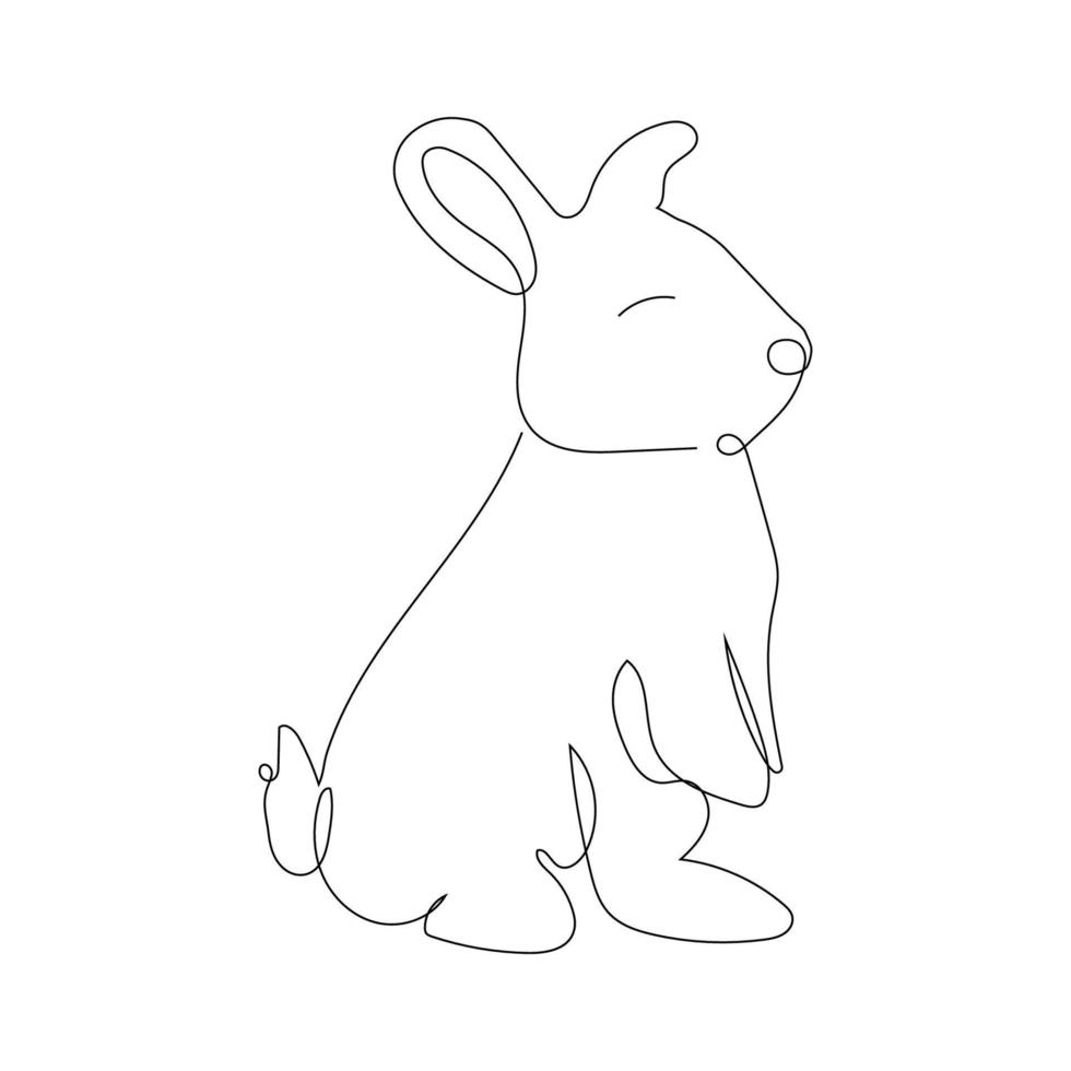 dessin continu d'une ligne. jolie silhouette de lapin avec des oreilles dans un style minimaliste simple pour la carte de voeux design et la bannière web. trait modifiable. illustration vectorielle linéaire vecteur