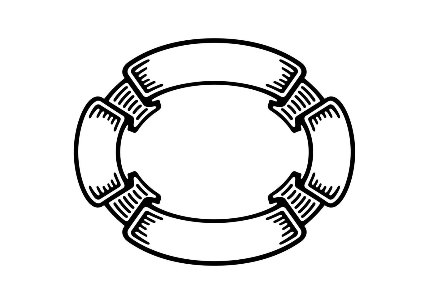 bannières de ruban vintage avec forme ovale circulaire, ensemble dessiné à la main vecteur