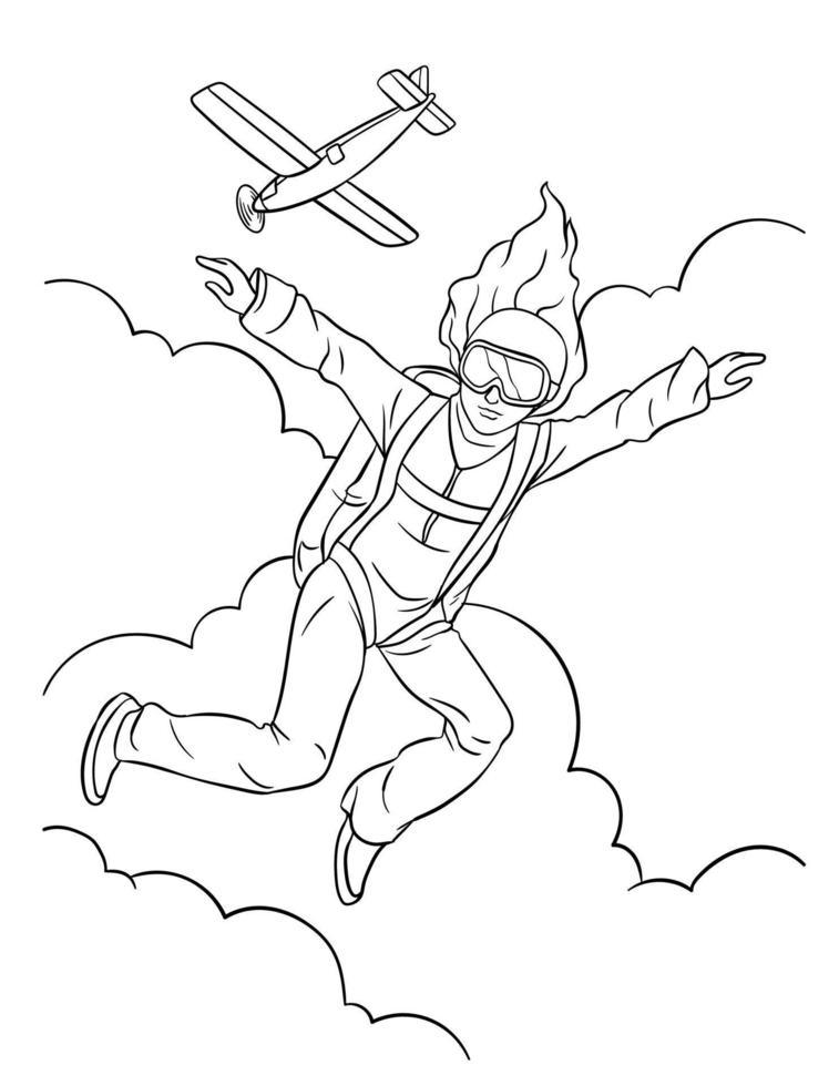 coloriage de parachutisme pour les enfants vecteur