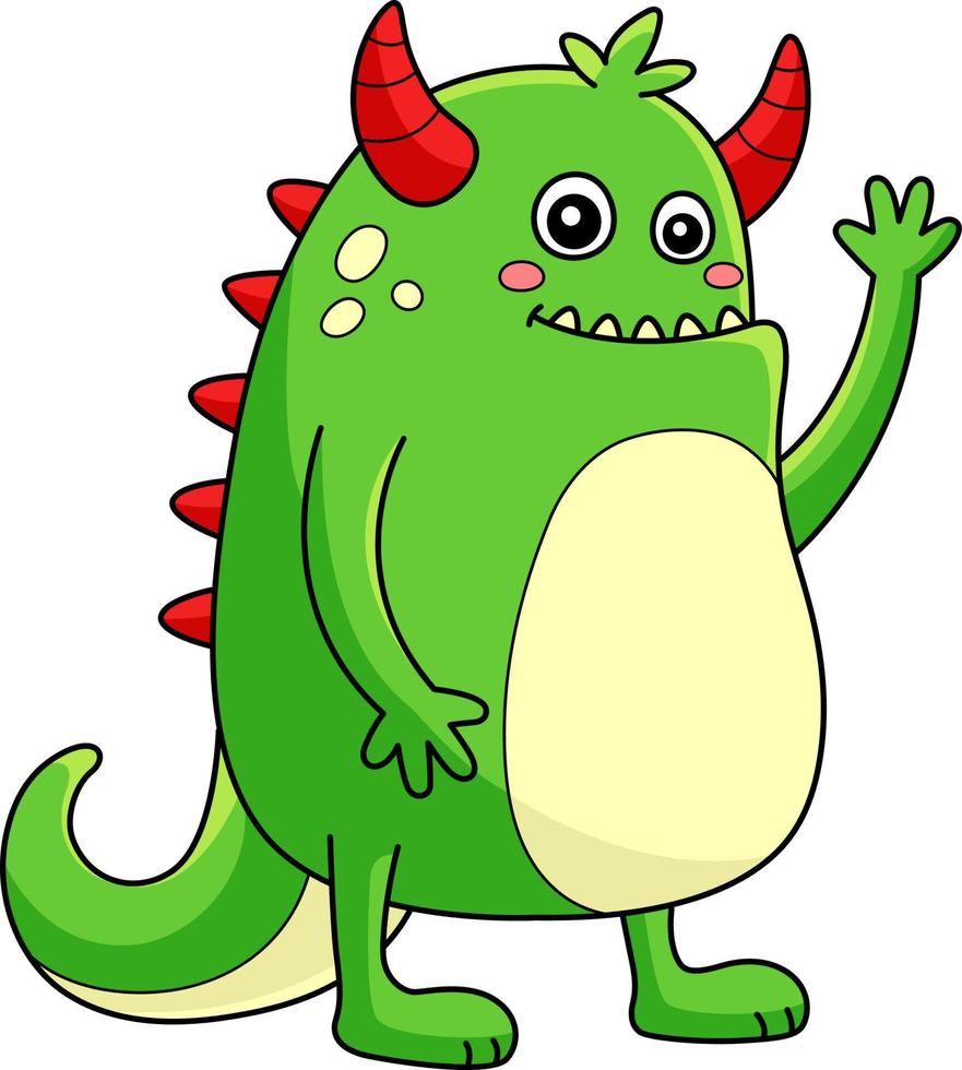 illustration de clipart de couleur de dessin animé de monstre effrayant vecteur