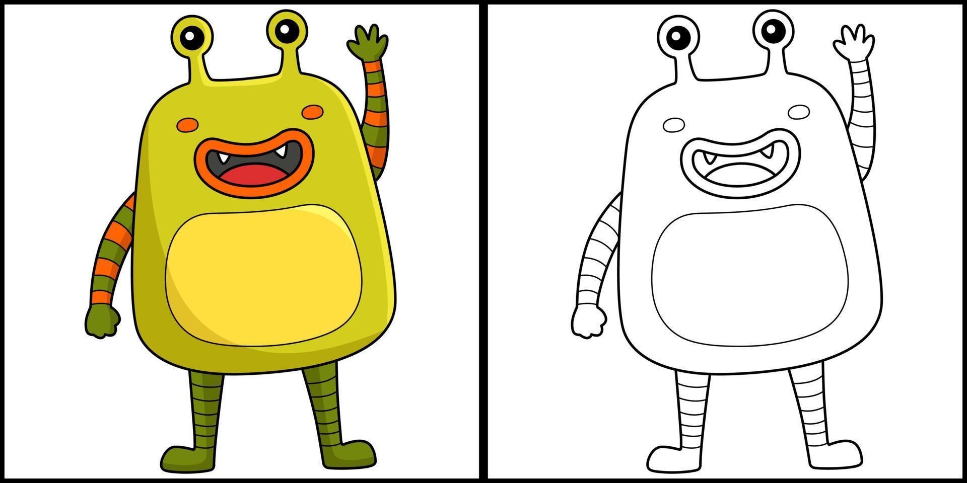 coloriage robot monstre illustration colorée vecteur