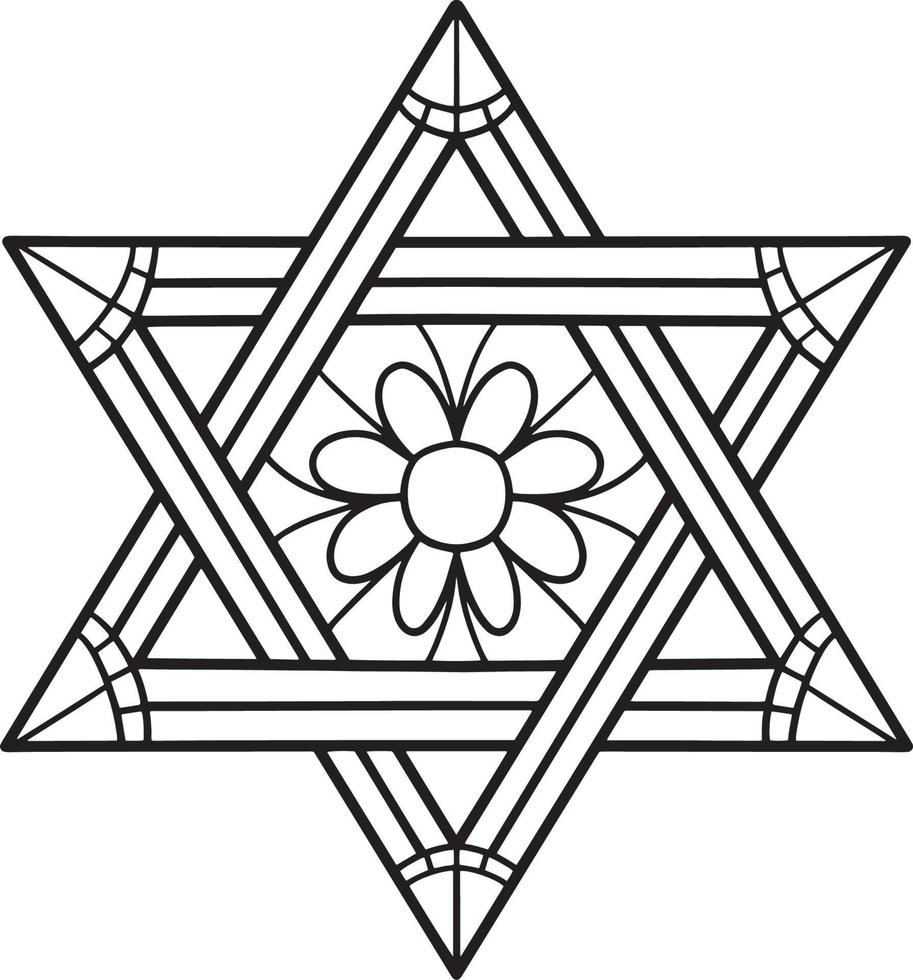 hanukkah étoile de david isolé coloriage vecteur