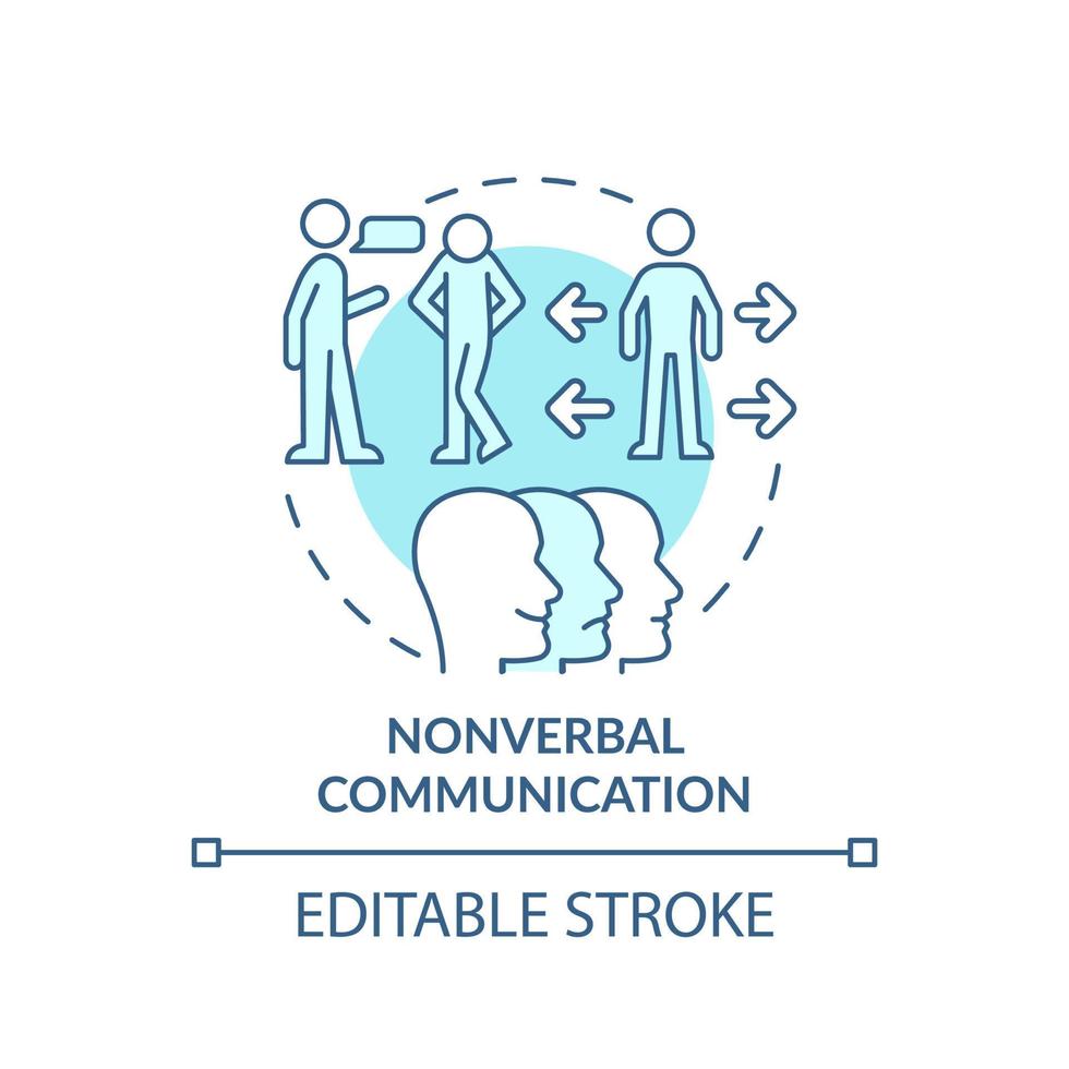 icône de concept turquoise de communication non verbale. illustration de la ligne mince de l'idée abstraite du langage manuel. type de communication. dessin de contour isolé. trait modifiable. vecteur