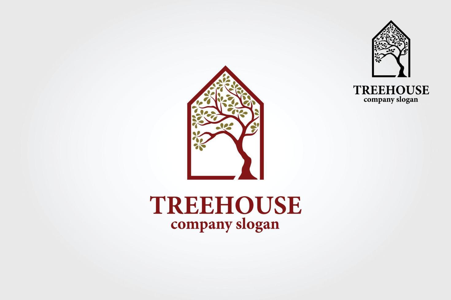 modèle de logo vectoriel de maison dans les arbres. cette conception de logo pour toutes les entreprises créatives. conseil, excellent logo, concept simple et unique.