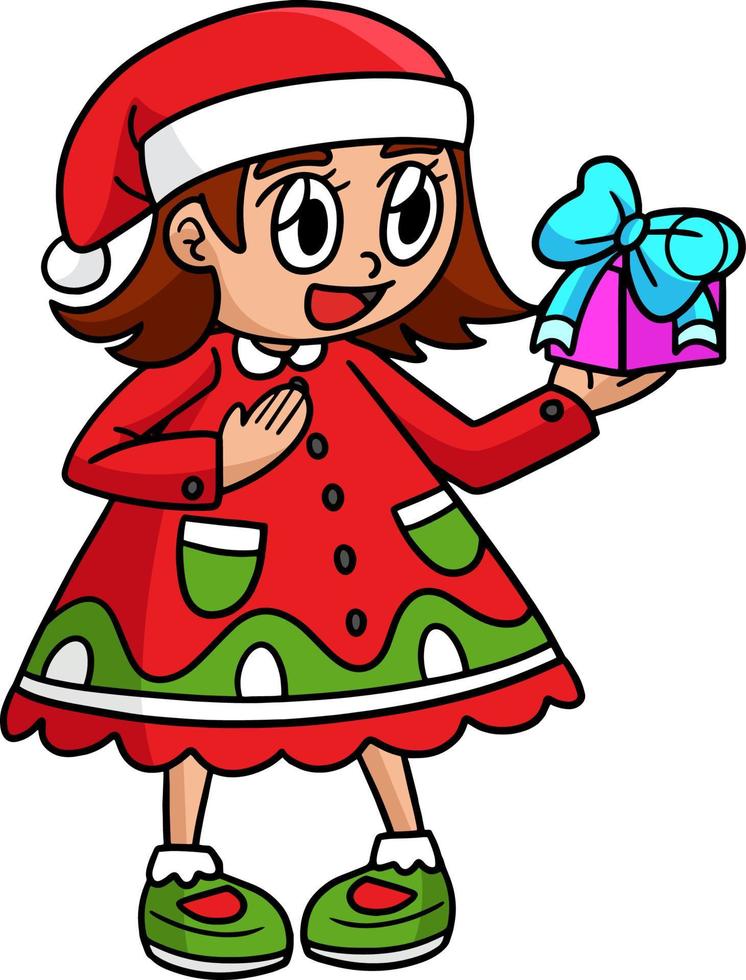 noël fille dessin animé coloré clipart vecteur