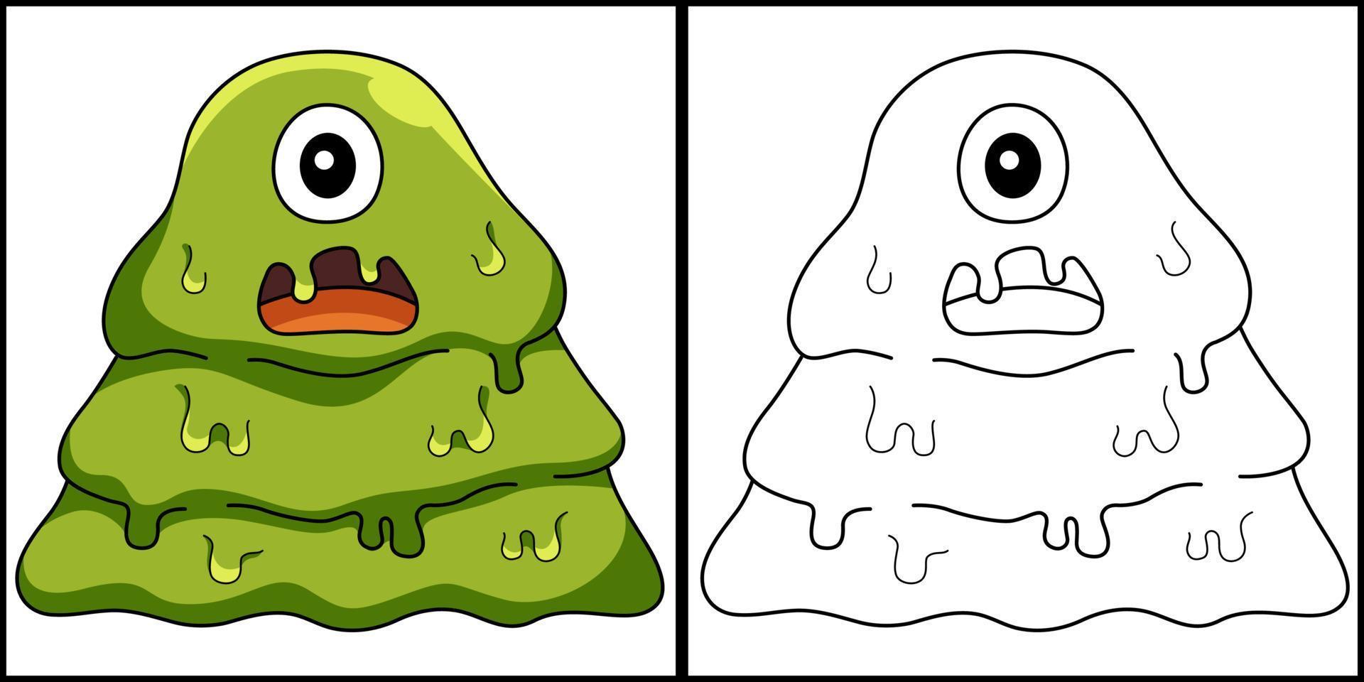 monstre slime coloriage illustration colorée vecteur