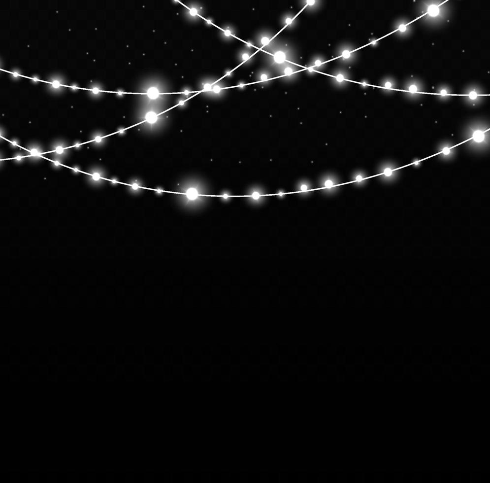 lumières de noël isolées. guirlande lumineuse de noël. pour le nouvel an et noël. effet lumineux. illustration vectorielle. vecteur