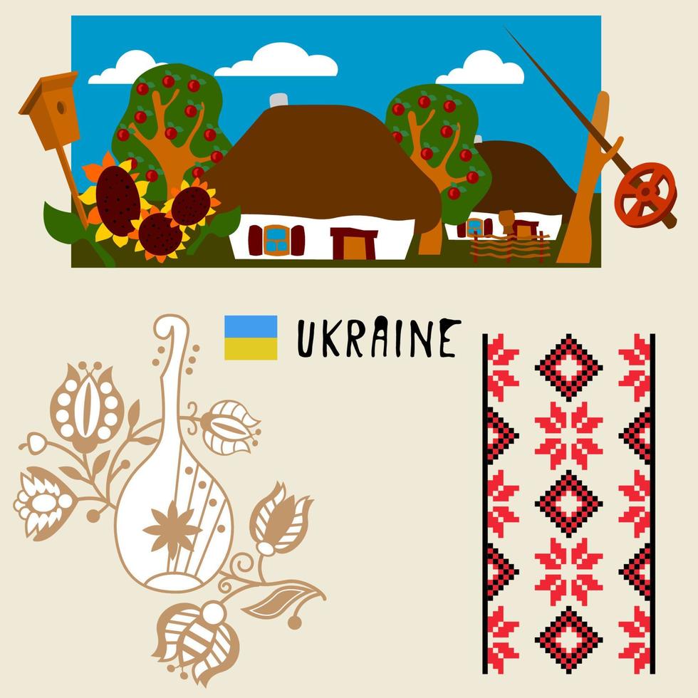 élément ukrainien village.design en vecteur