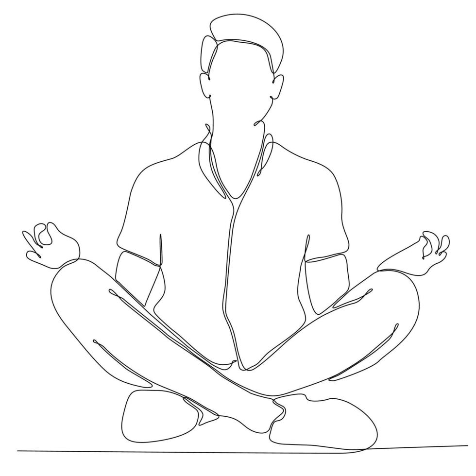 dessin au trait continu de l'homme par illustration vectorielle de yoga corporel vecteur