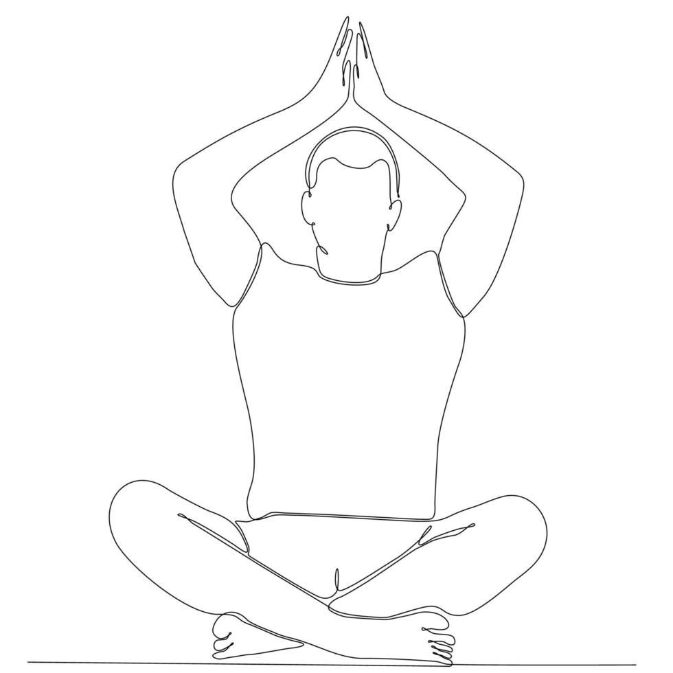 dessin au trait continu de l'homme par illustration vectorielle de yoga corporel vecteur