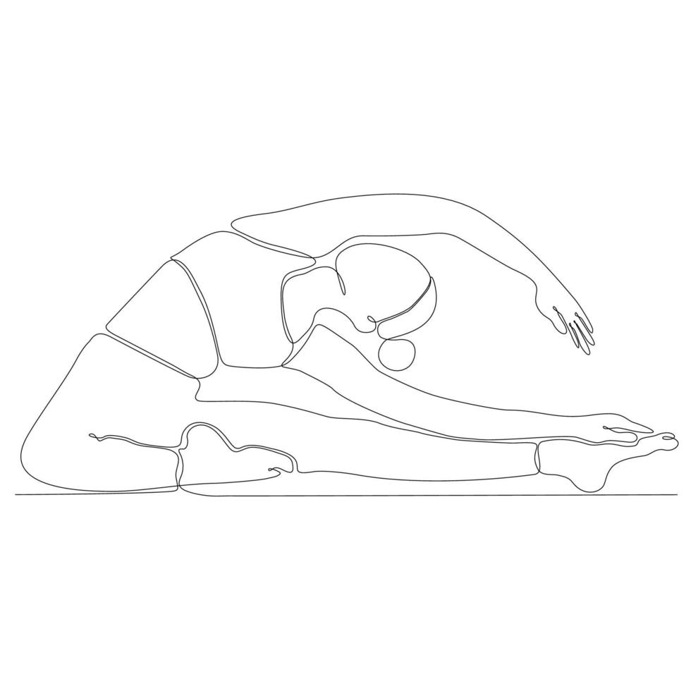 dessin au trait continu de femme par illustration vectorielle de yoga corporel vecteur