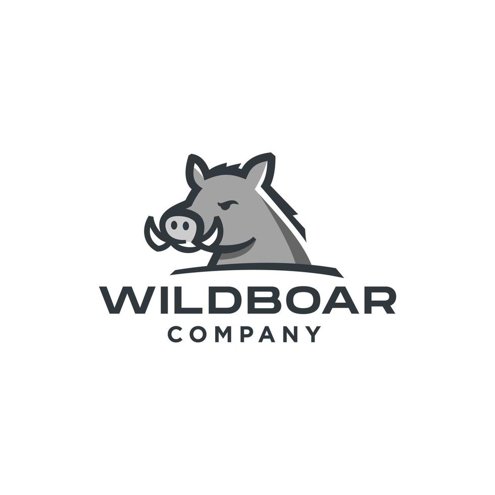cochon noir, illustration vectorielle d'icône de logo de porc phacochère, conception de dessin animé de mascotte de sanglier avec tusk vecteur
