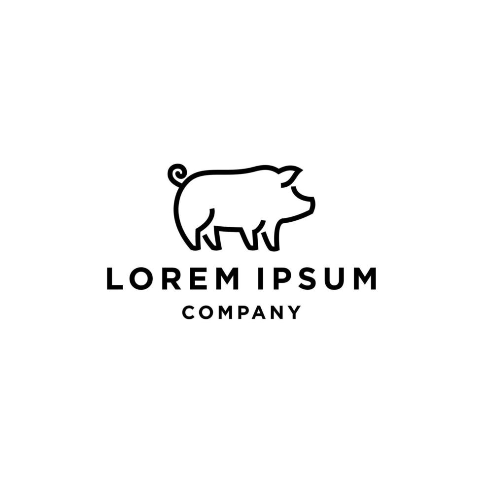 conception d'icône d'illustration de logo de porc de porc dans un style minimal branché isolé sur fond blanc vecteur