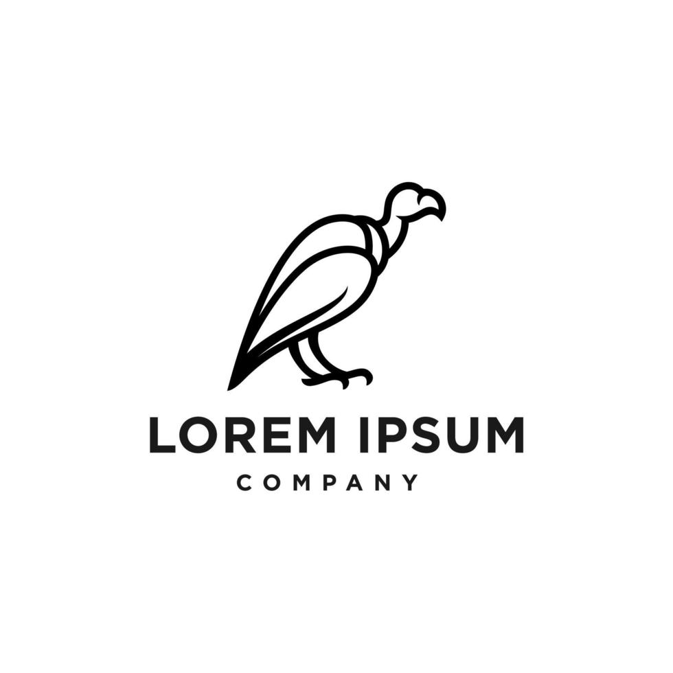 illustration de conception d'icône de ligne de logo d'oiseau de vautour dans le style hipster de contour minimal à la mode vecteur