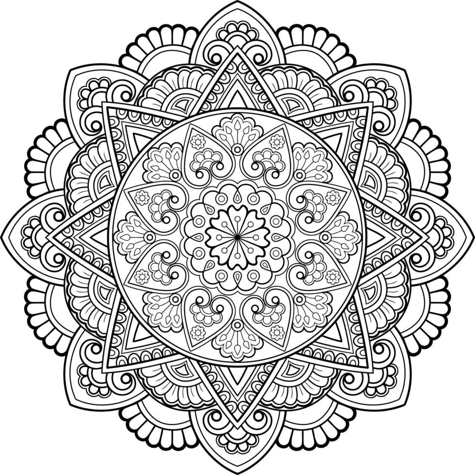 mandala décrit pour livre de coloriage, ornement rond décoratif vecteur