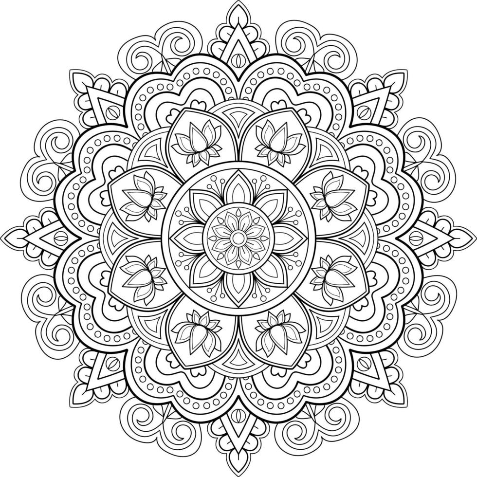 mandala extraterrestre pour livre de coloriage, ornement rond décoratif, coloriage de mandala vecteur