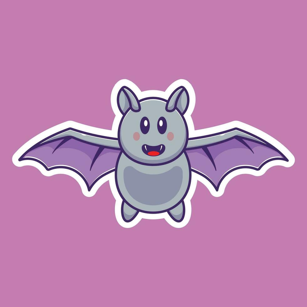 illustration d'icône de dessin animé d'une chauve-souris mignonne en vol. notion d'Halloween. design haut de gamme simple vecteur