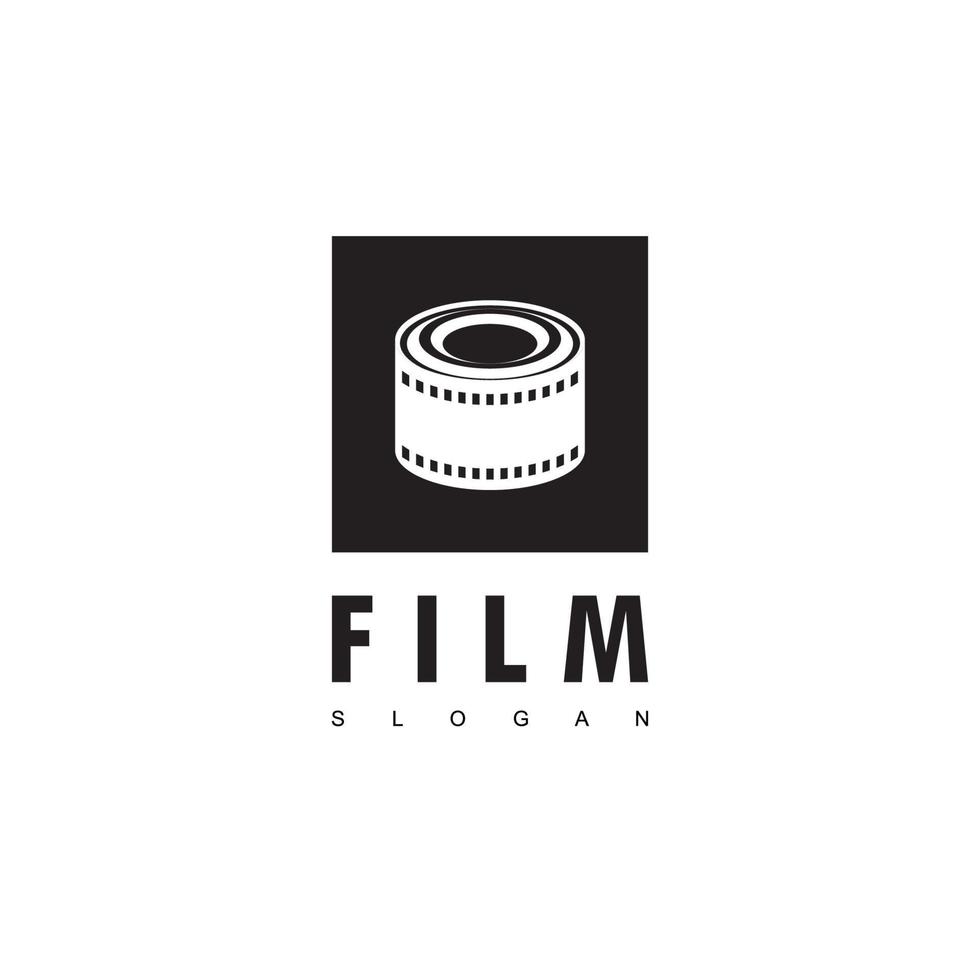 modèle de conception de logo de film, icône de rouleau de film vecteur