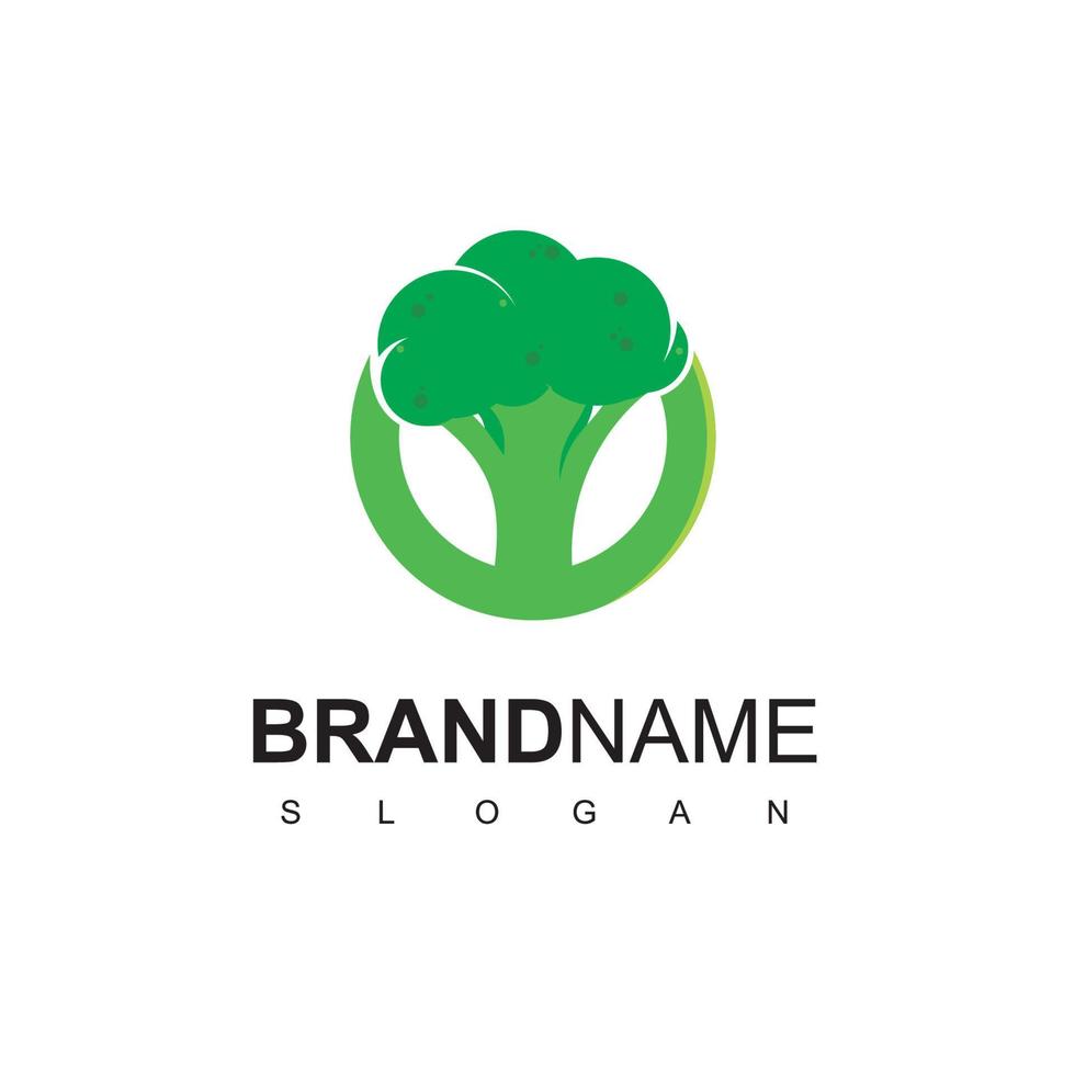 logo de brocoli, vecteur de conception d'étiquettes végétaliennes