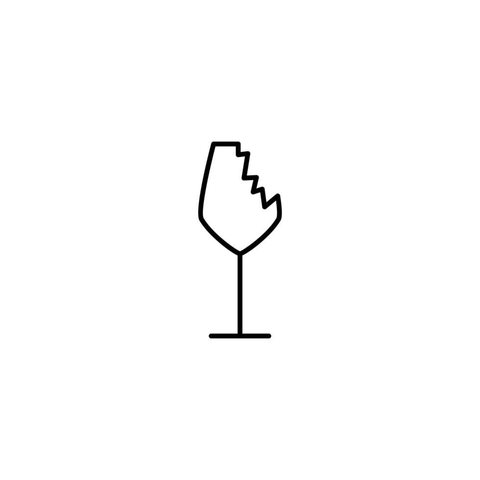 icône de verre de vin blanc écrasé sur fond blanc. style simple, ligne, silhouette et épuré. noir et blanc. adapté au symbole, au signe, à l'icône ou au logo vecteur