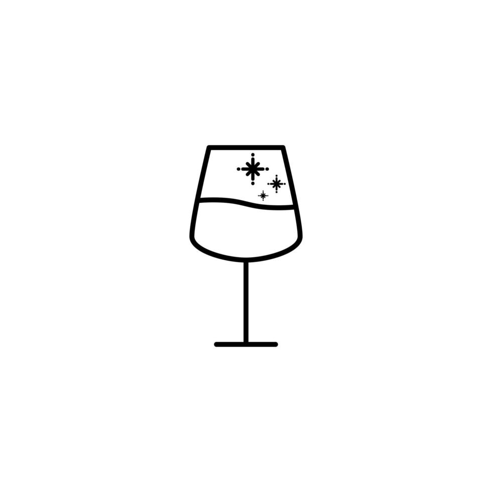 icône de verre de vin rouge avec de l'eau froide sur fond blanc. style simple, ligne, silhouette et épuré. noir et blanc. adapté au symbole, au signe, à l'icône ou au logo vecteur