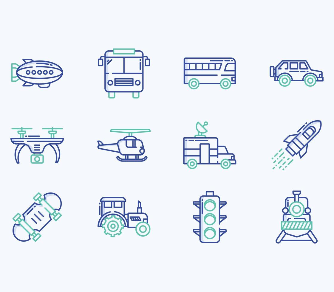 icône de transport, ensemble de vecteurs de véhicule vecteur