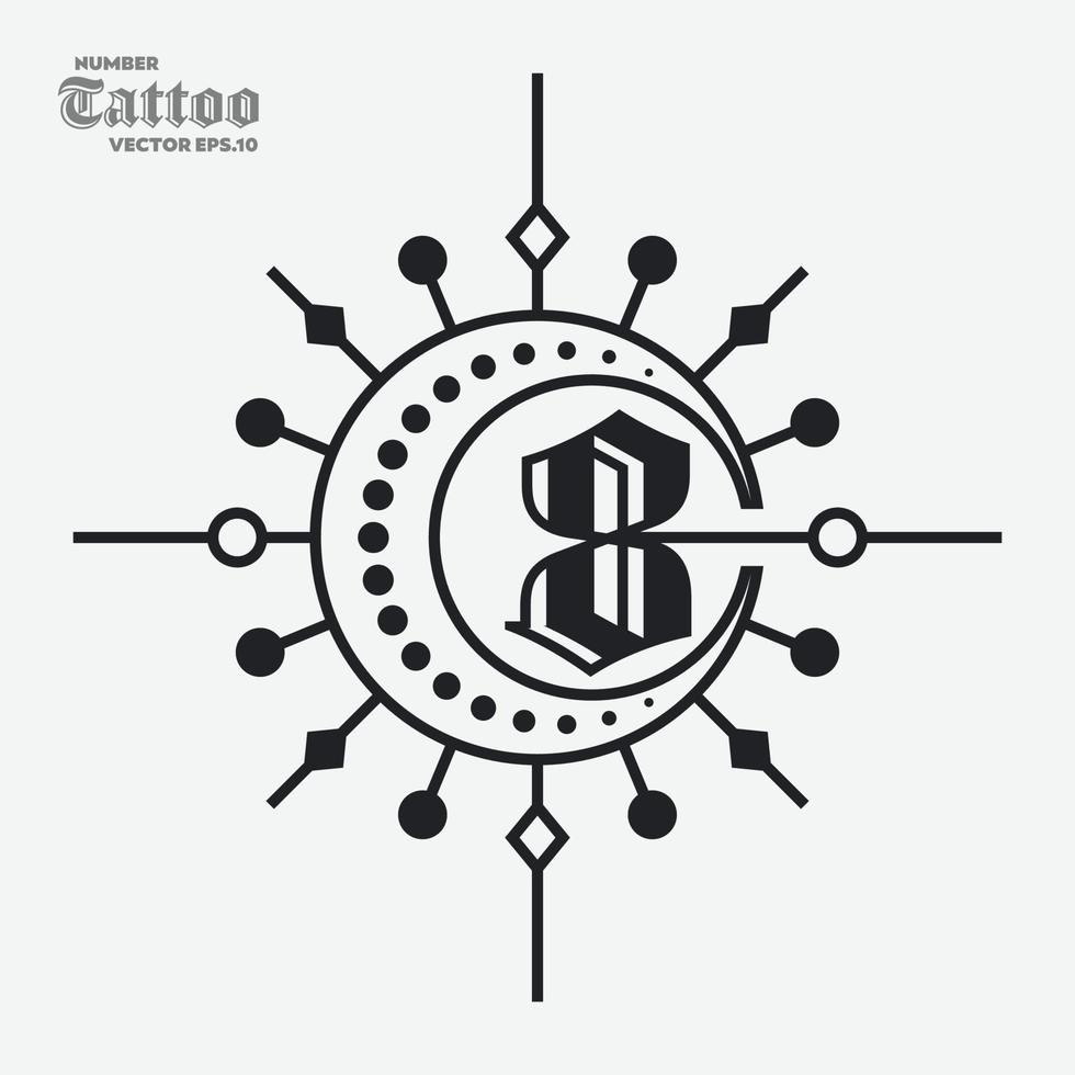 logo de tatouage numéro 8 vecteur