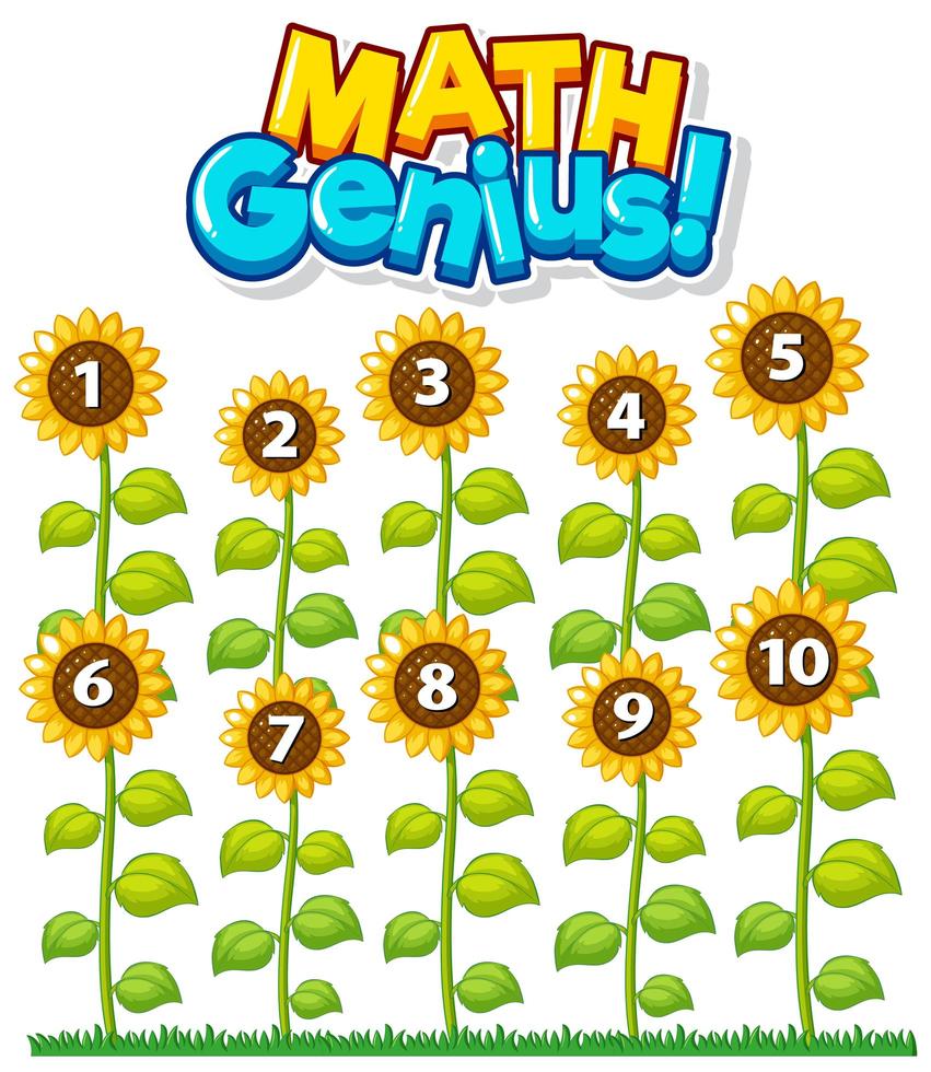 génie des mathématiques avec tableau de comptage des fleurs vecteur