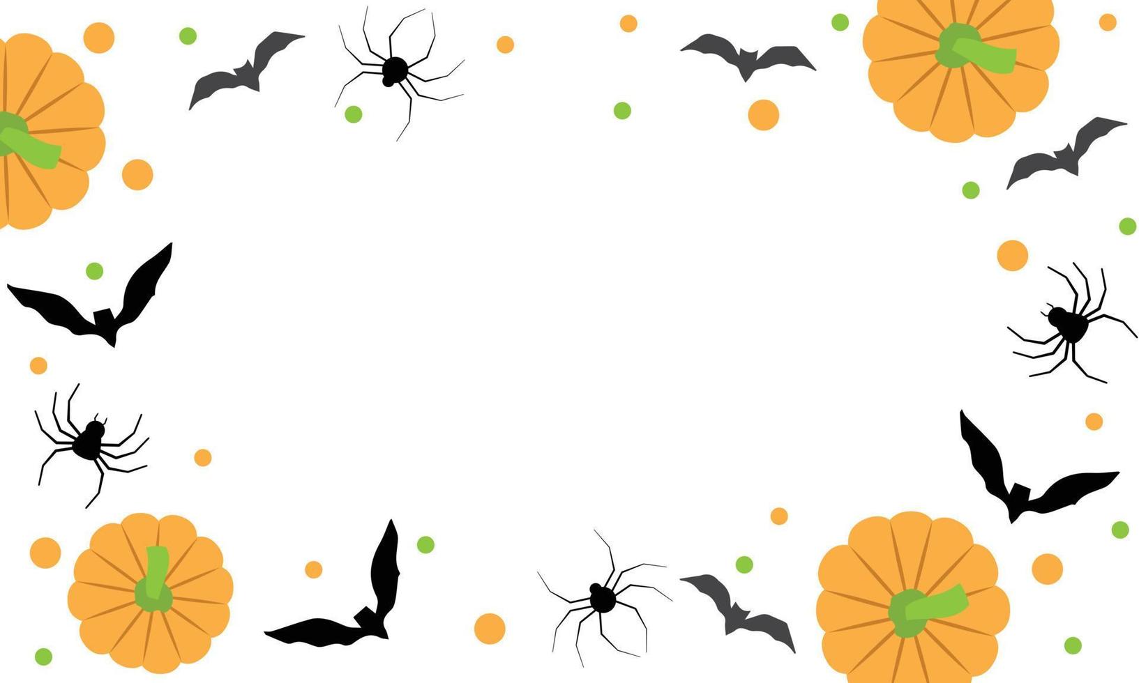 fond d'halloween avec citrouille, araignée et chauve-souris. bannière avec place pour le texte. illustration vectorielle avec espace de copie vecteur