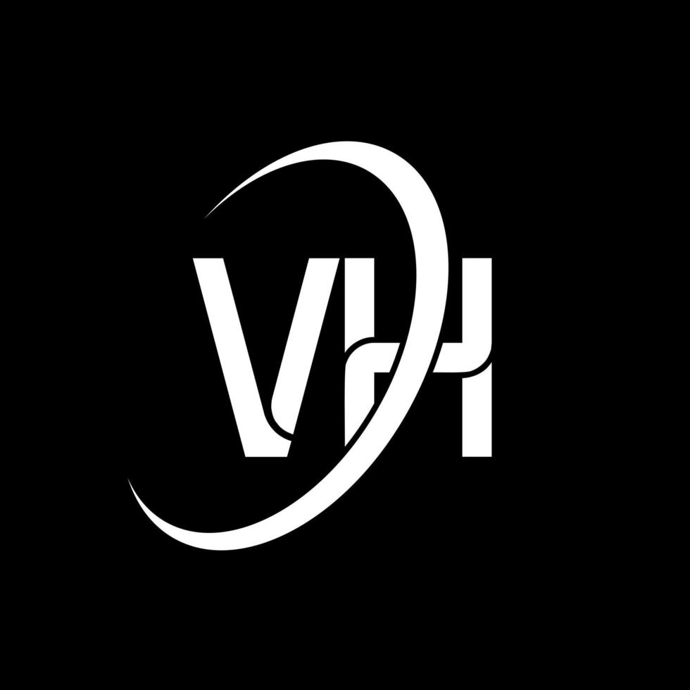 logo vh. conception vh. lettre vh blanche. création de logo de lettre vh. lettre initiale vh logo monogramme majuscule cercle lié. vecteur