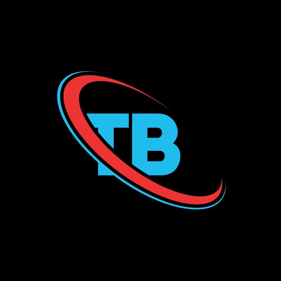 logo de la tuberculose. conception de la tuberculose. lettre tb bleue et rouge. création de logo de lettre tb. lettre initiale tb cercle lié logo monogramme majuscule. vecteur