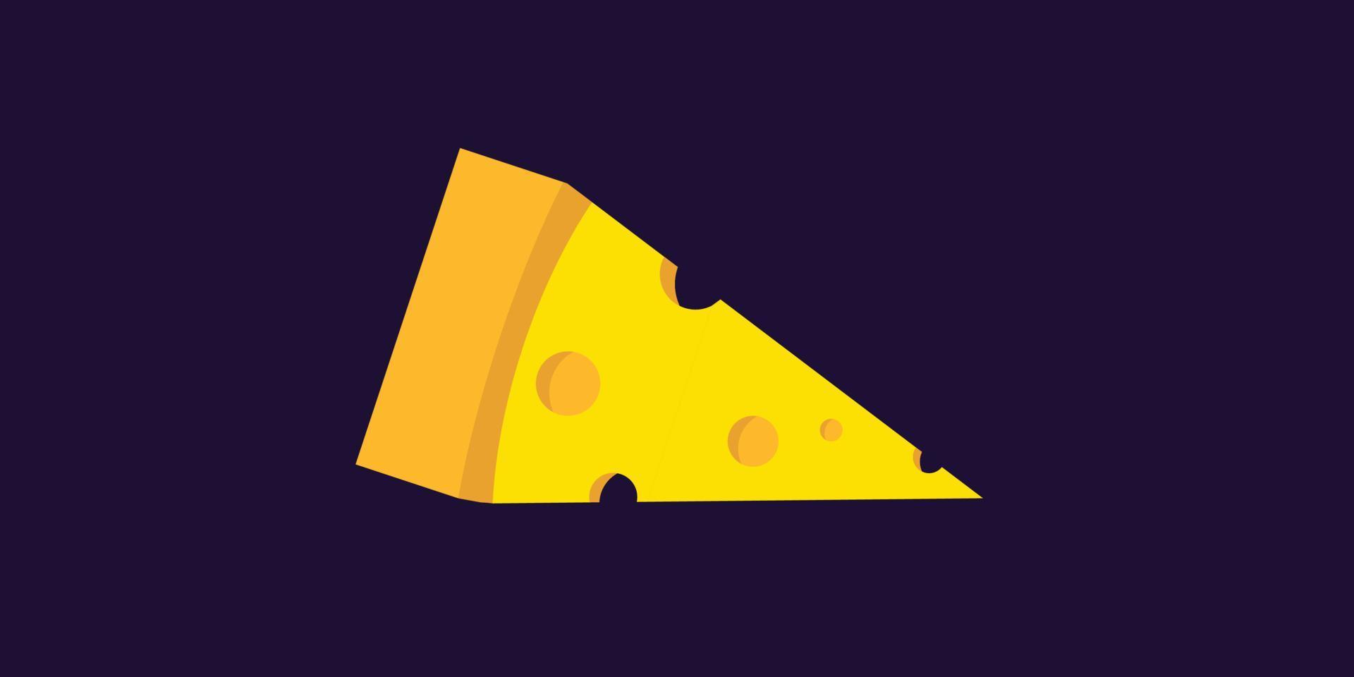 isolement jaune triangulaire morceau de fromage vecteur icône illustration fond violet eps