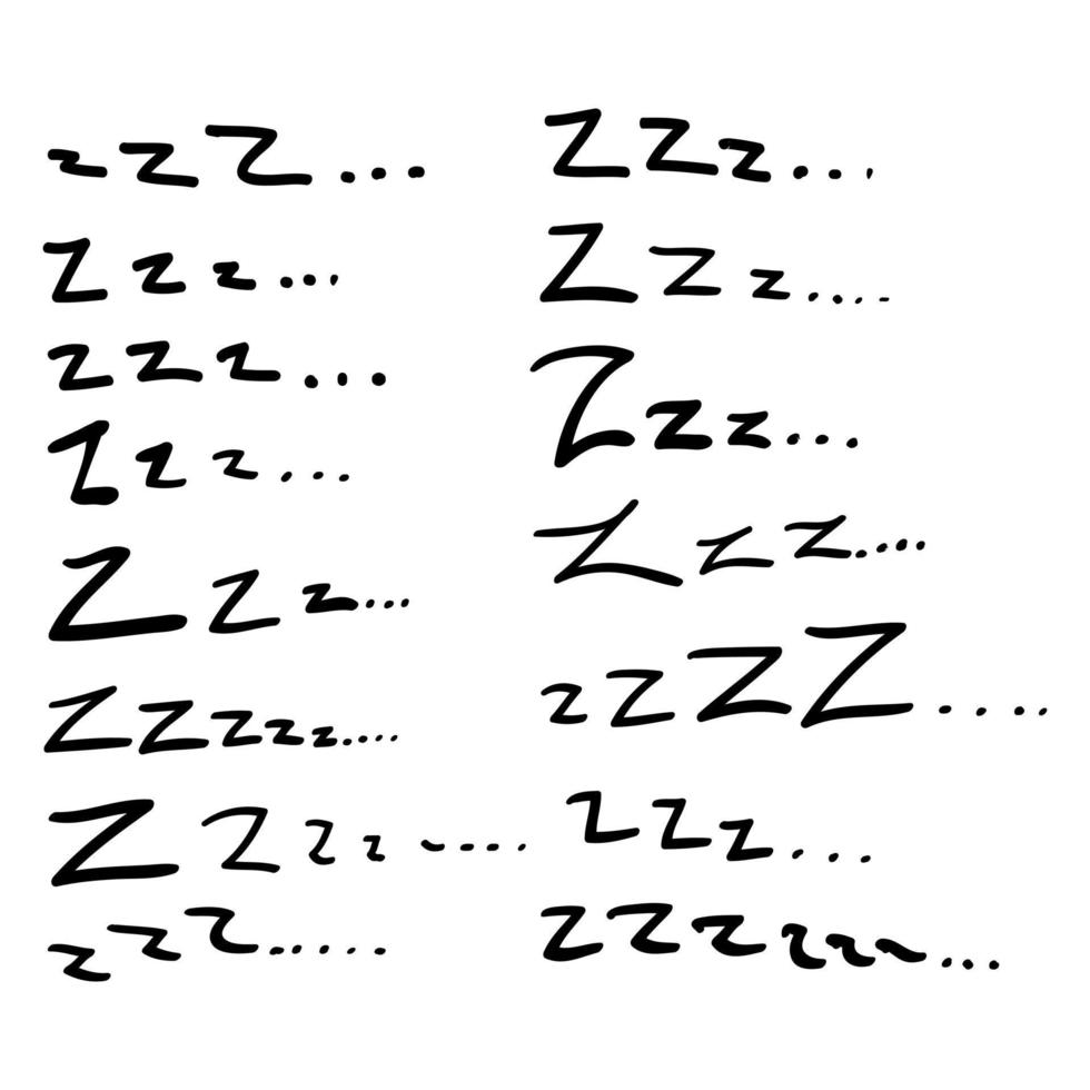 symbole zzz dessiné à la main pour dormir dans un style doodle vecteur