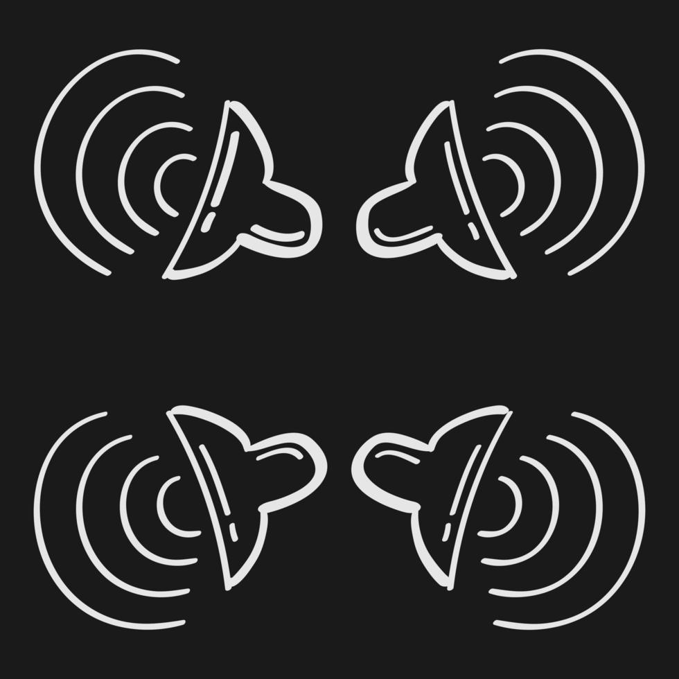 symbole de haut-parleurs sonores dessinés à la main dans un style doodle vecteur