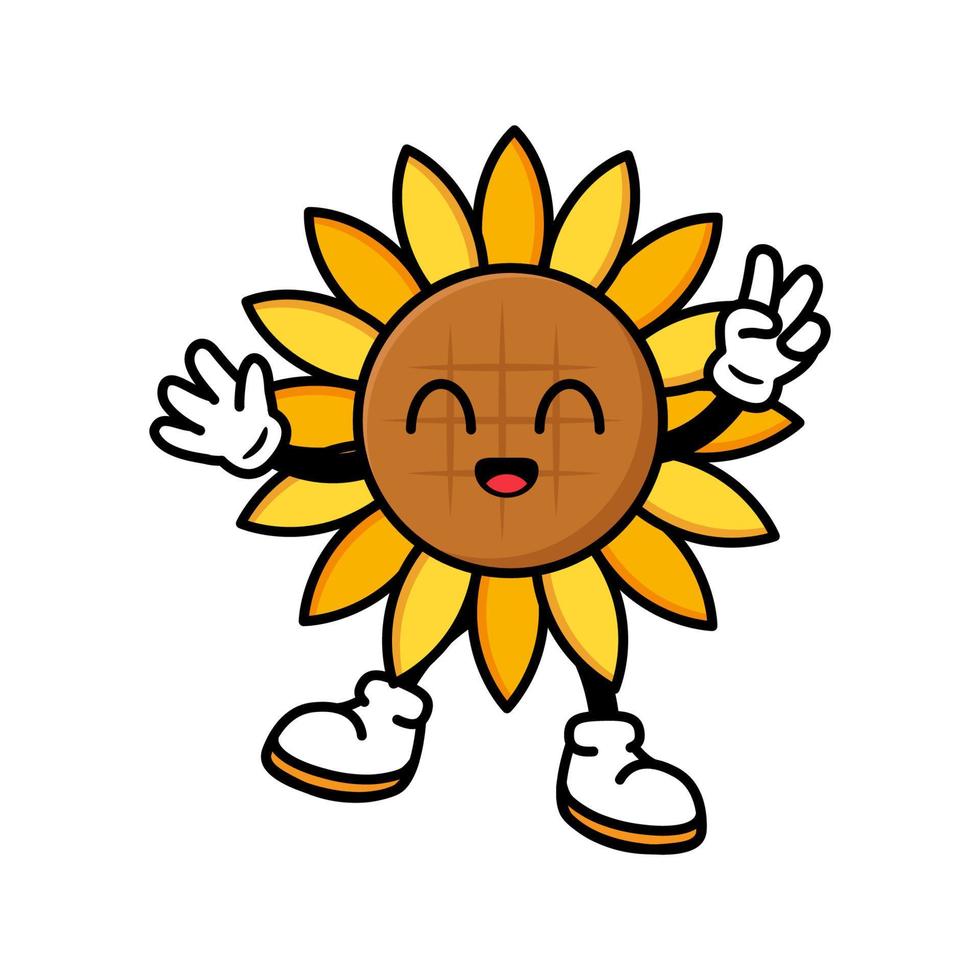 dessin animé mignon de tournesol pour livre pour enfants vecteur