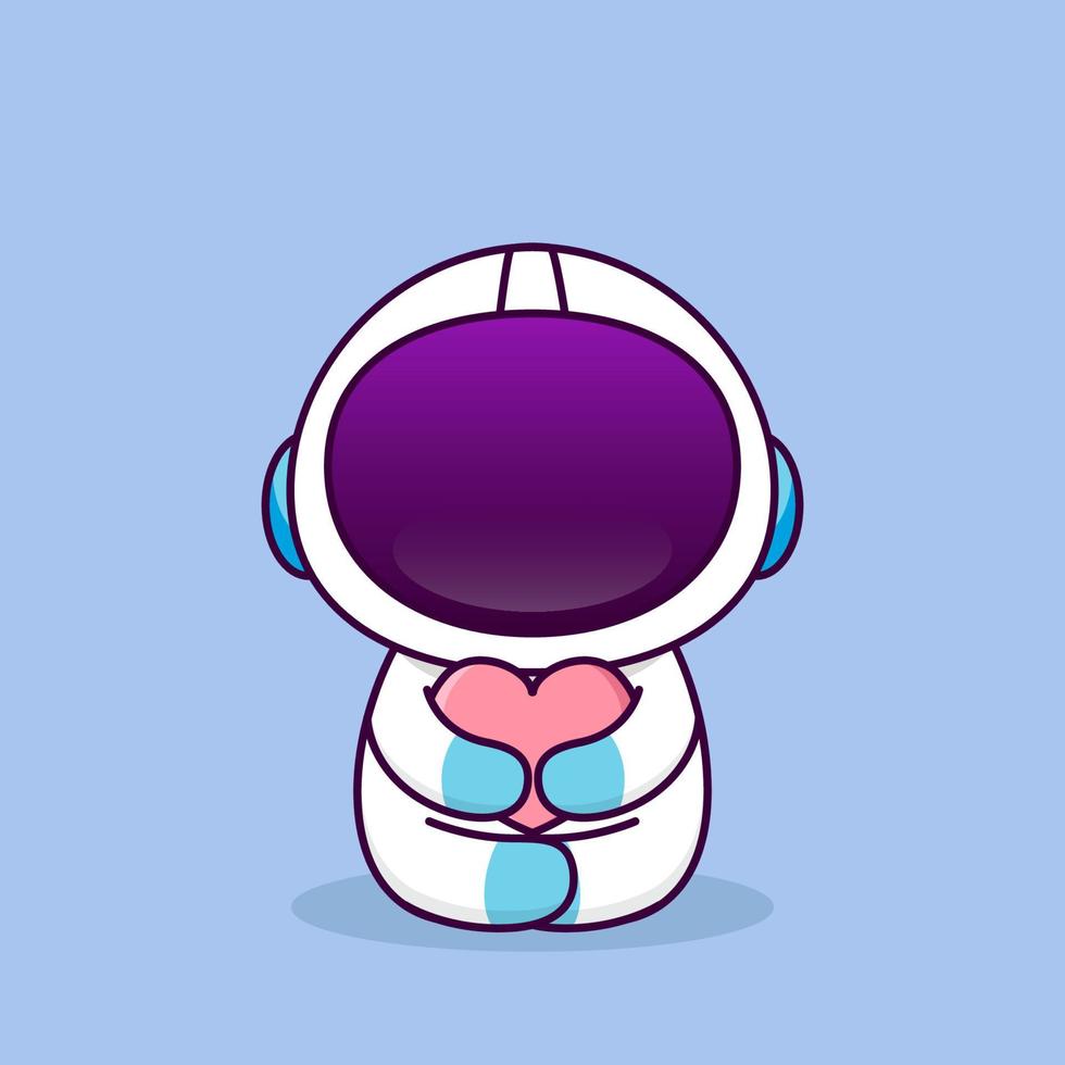 astronaute mignon assis et étreignant un coeur vecteur