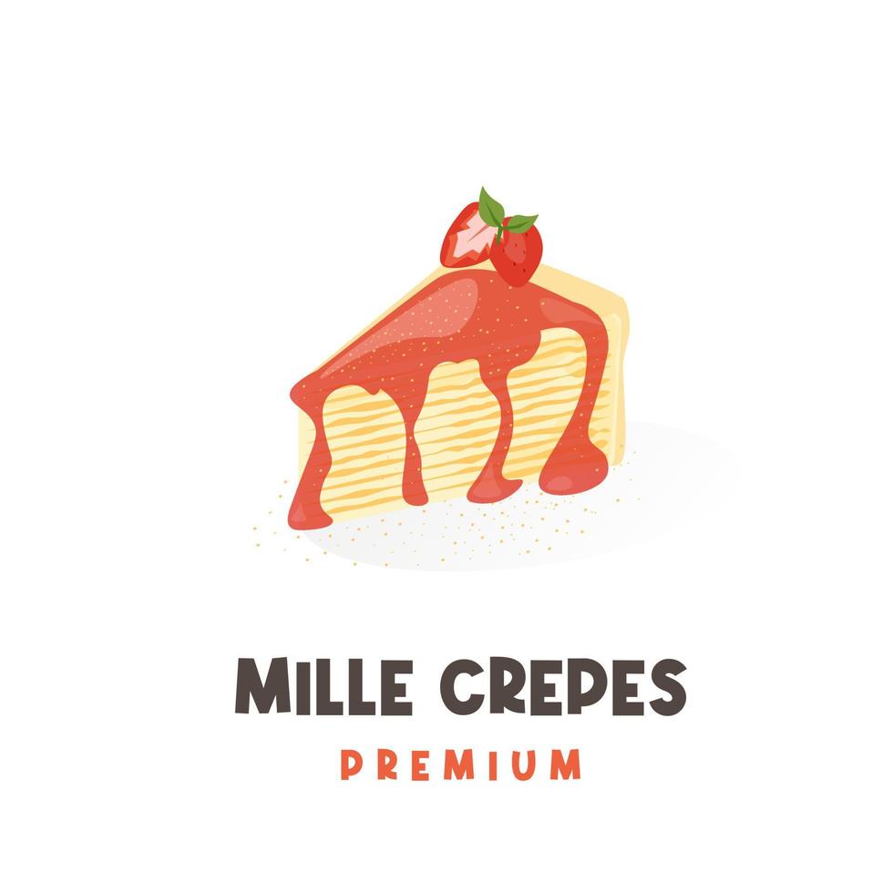 une fraise fondue mille crêpes vector illustration